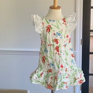 EUC 3T Janie and Jack Flower Sundress with Eyelet Sleeves
